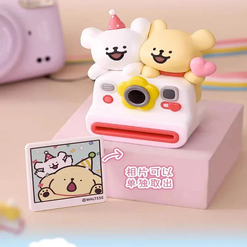 Plzdot Maltese Line Puppy Happy Outing Series Blind Box Mystery Box Toys Cute Action Anime Figure Kawaii Model Gift