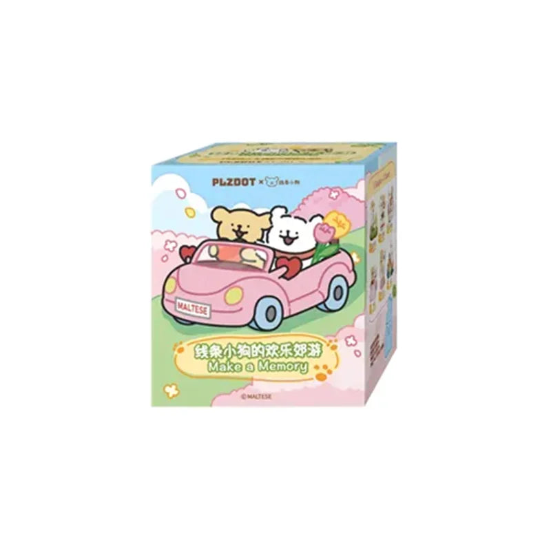 Plzdot Maltese Line Puppy Happy Outing Series Blind Box Mystery Box Toys Cute Action Anime Figure Kawaii Model Gift