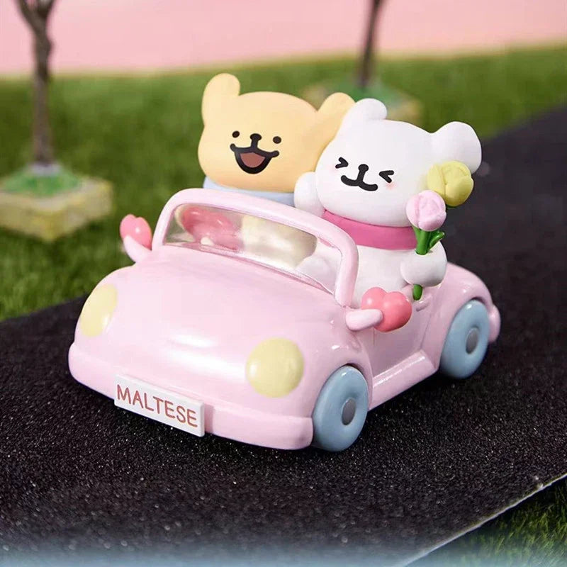 Plzdot Maltese Line Puppy Happy Outing Series Blind Box Mystery Box Toys Cute Action Anime Figure Kawaii Model Gift