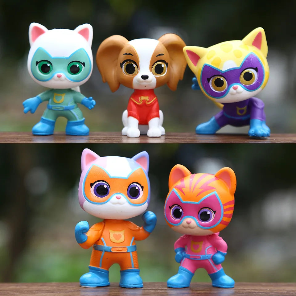 5PCS/SET Hot-selling Super Kitty Team Superkitties Toy Doll Cat Cute Car Ornament Action Figures 2 Styles
