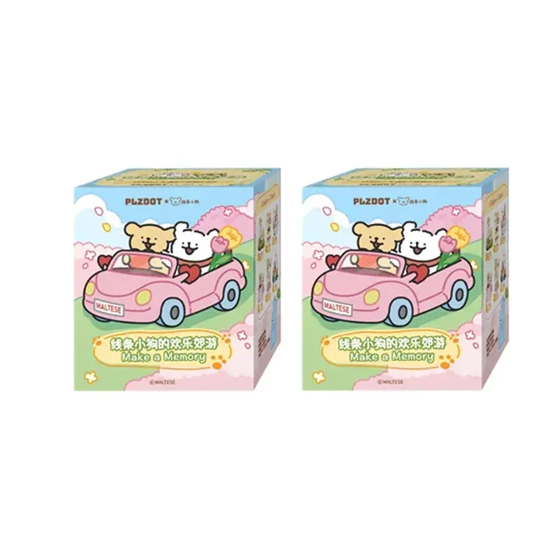 Plzdot Maltese Line Puppy Happy Outing Series Blind Box Mystery Box Toys Cute Action Anime Figure Kawaii Model Gift