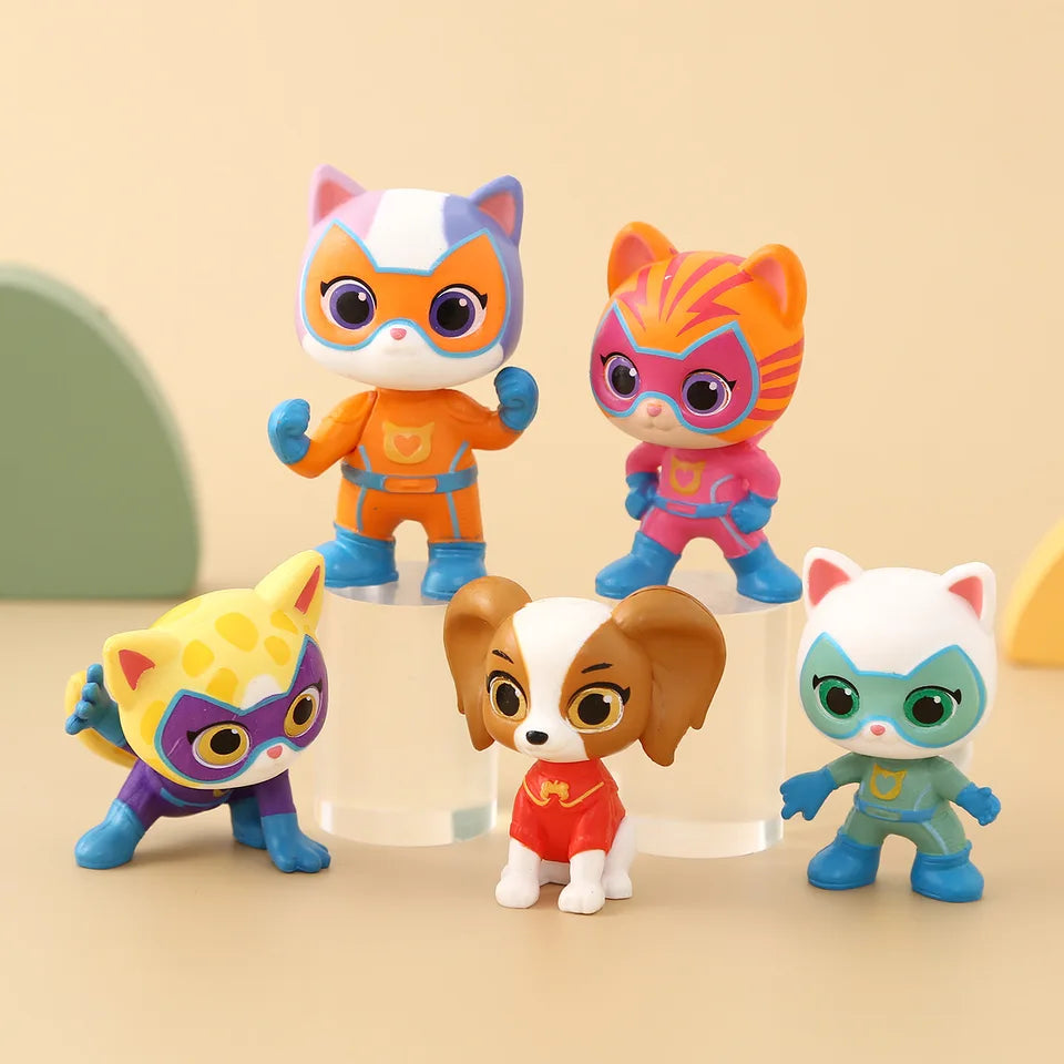 5PCS/SET Hot-selling Super Kitty Team Superkitties Toy Doll Cat Cute Car Ornament Action Figures 2 Styles