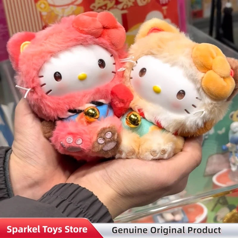 Genuine Sanrio Hellokitty Lucky Cat Blessing Blind Box Cute Vinyl Plush Pendant Collectible Trendy Toy Keychain Gift For Girls