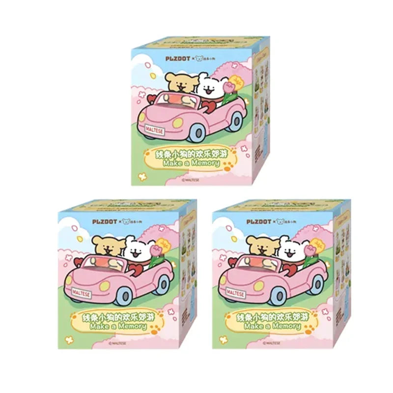 Plzdot Maltese Line Puppy Happy Outing Series Blind Box Mystery Box Toys Cute Action Anime Figure Kawaii Model Gift