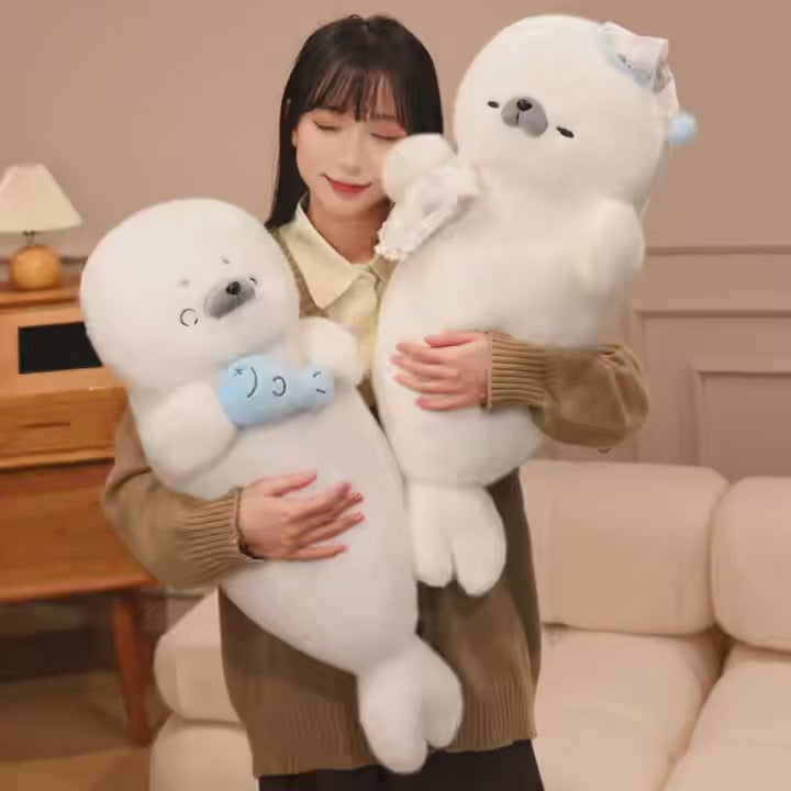 Latest Sleeping Seal Doll Kawaii Stuffed Plush Toy Handmade Doll Cartoon Anime Cute Pillow Children's Birthday Gift Fun Doll